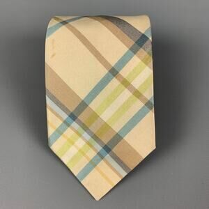 JIL SANDER Yellow Blue Plaid Silk Tie